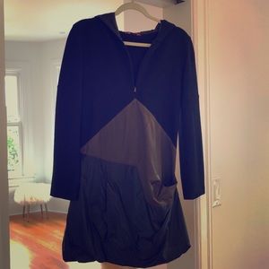 Black wool / cashmere Prada hooded anorak